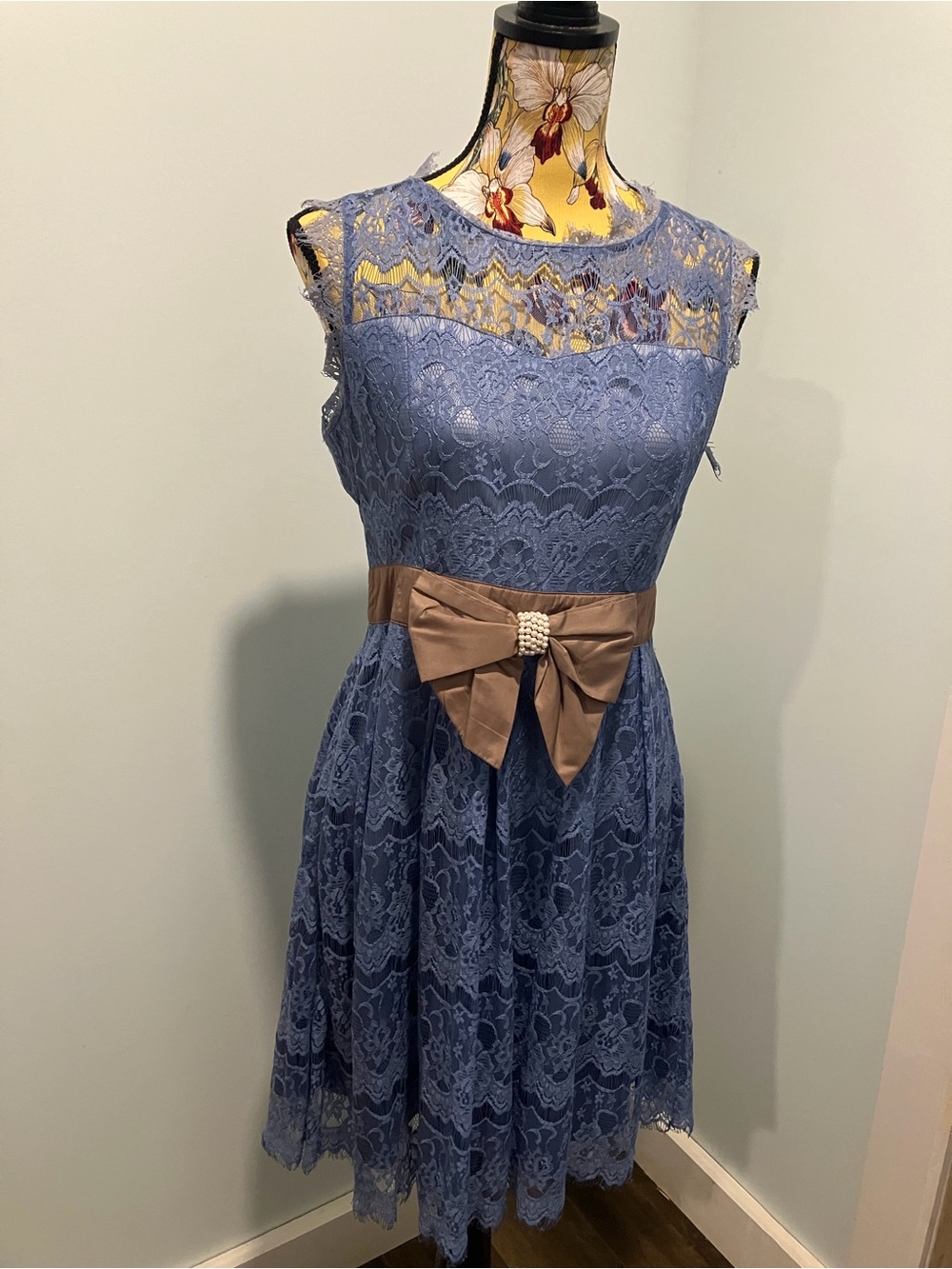 RYU Blue Lace Cocktail Party Wedding Dress Size M/L